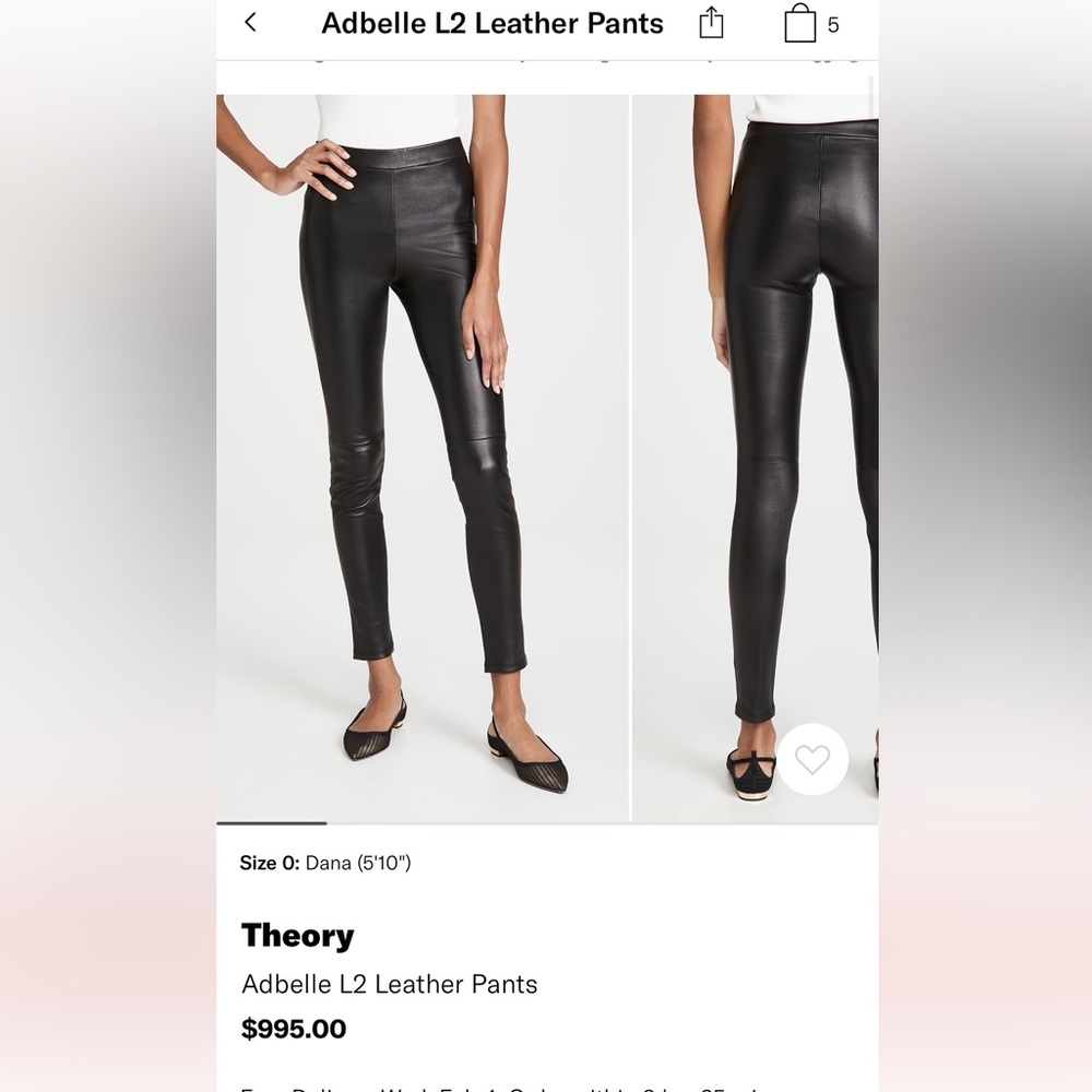 Theory Women's Sleek Black Leather Pants